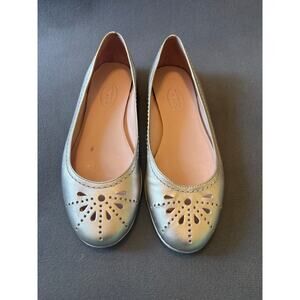 Talbots Metallic Silver Leather Ballet Flats Size 7.5B